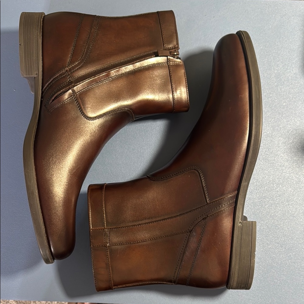 Florsheim Chestnut Leather Ankle Boots New US Size 11.5